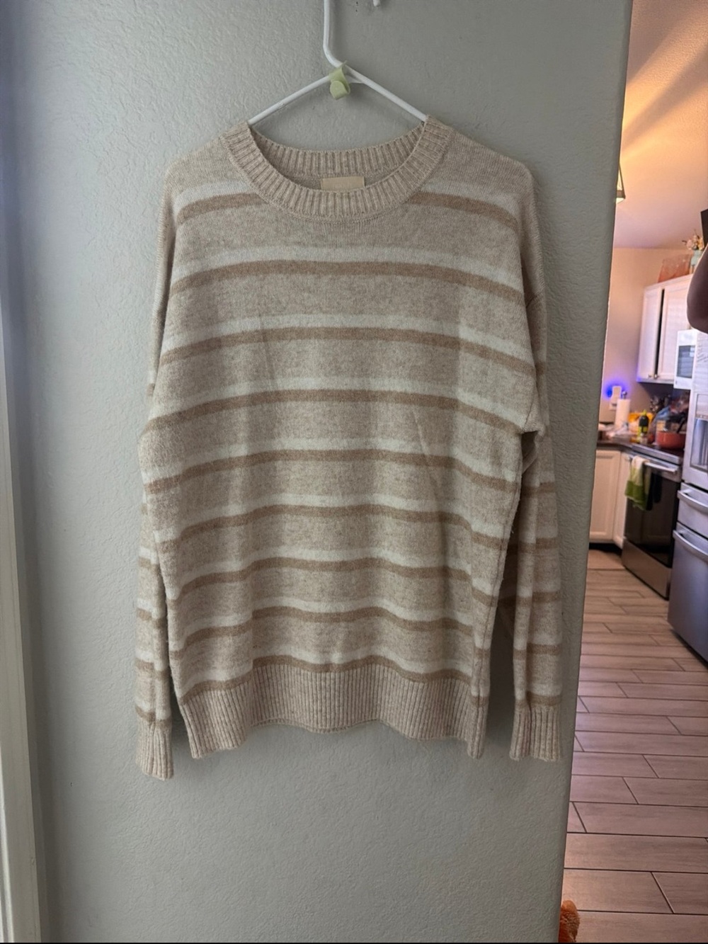 nuuds Striped Crewneck Sweater in Beige and Cream